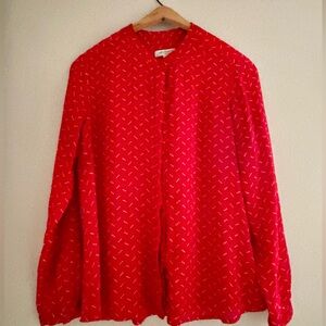 Liz Claiborne Red Blouse with White Dots